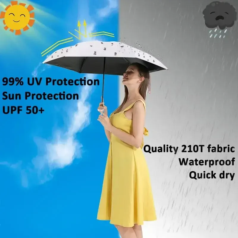 BAODINI Travel Mini Umbrella for Purse With Case Small Compact UV Sun Protection Sun Lightweight Tiny Pocket Umbrella for Women Kids and Men - 6