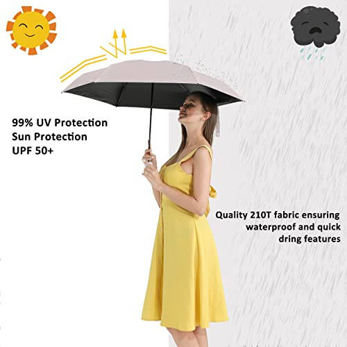 BAODINI Travel Mini Umbrella for Purse With Case-Small Compact UV Umbrella Protection Sun-Lightweight Tiny Pocket Umbrella with Case for Women, Girls and Men - 10