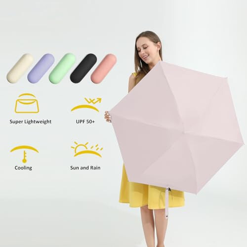 BAODINI Travel Mini Umbrella for Purse With Case-Small Compact UV Umbrella Protection Sun-Lightweight Tiny Pocket Umbrella with Case for Women, Girls and Men - 11