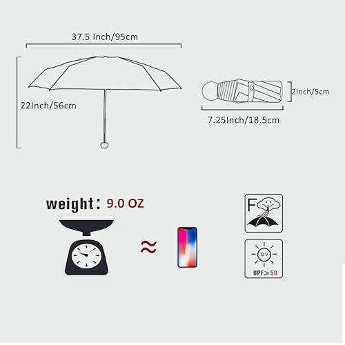 BAODINI Travel Mini Umbrella for Purse With Case-Small Compact UV Umbrella Protection Sun-Lightweight Tiny Pocket Umbrella with Case for Women, Girls and Men - 12