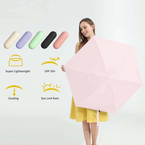 BAODINI Travel Mini Umbrella for Purse With Case-Small Compact UV Umbrella Protection Sun-Lightweight Tiny Pocket Umbrella with Case for Women, Girls and Men - 8