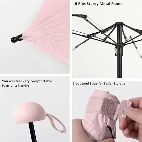 BAODINI Travel Mini Umbrella for Purse With Case-Small Compact UV Umbrella Protection Sun-Lightweight Tiny Pocket Umbrella with Case for Women, Girls and Men - 1