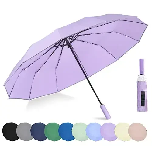 BAODINI Windproof Compact Rain Umbrella for Travel 42/46 Inch Premium Fabric Auto Open Perfect for Purse and Backpack Portable Umbrella for Women and Men - 1