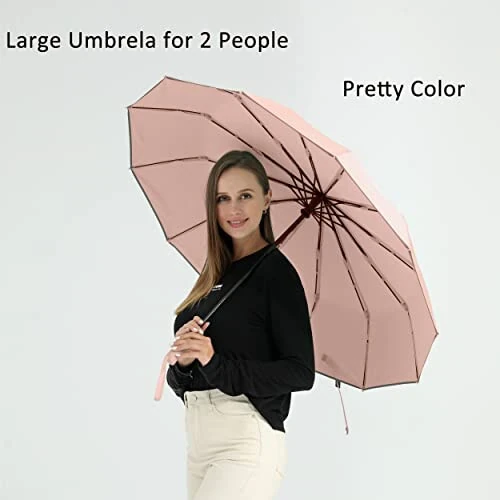BAODINI Windproof Compact Rain Umbrella for Travel 42/46 Inch Premium Fabric Auto Open Perfect for Purse and Backpack Portable Umbrella for Women and Men - 3