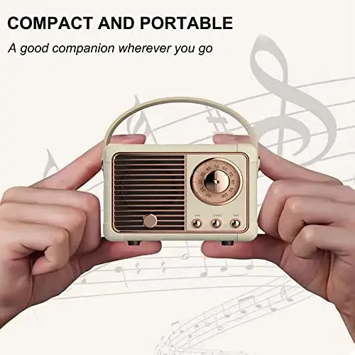 Baolira Retro Bluetooth Speaker, Portable Wireless Speaker with Crystal Clear Stereo Sound Rich Bass, Vintage Decor, Birthday Gifts for Women Teenage (Beige) - 4