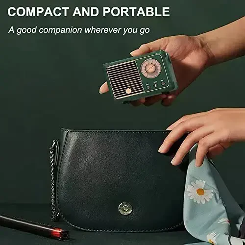 Baolira Retro Bluetooth Karnay, Ko'chma Simsiz Karnay, Kristalli Tiniq Stereo Ovoz bilan, Yotoq xonasi Ofis Oshxonasi uchun Retro Dekor, Ayollar Erkaklar O'smirlar uchun Tug'ilgan kun Sovg'alari (Yashil) - 5