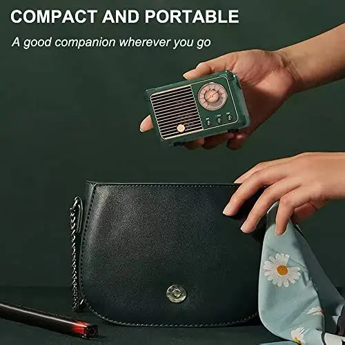 Baolira Retro Bluetooth Karnay, Ko'chma Simsiz Karnay, Kristalli Tiniq Stereo Ovoz bilan, Yotoq xonasi Ofis Oshxonasi uchun Retro Dekor, Ayollar Erkaklar O'smirlar uchun Tug'ilgan kun Sovg'alari (Yashil) - 5