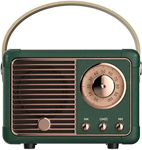 Baolira Retro Bluetooth Karnay, Ko'chma Simsiz Karnay, Kristalli Tiniq Stereo Ovoz bilan, Yotoq xonasi Ofis Oshxonasi uchun Retro Dekor, Ayollar Erkaklar O'smirlar uchun Tug'ilgan kun Sovg'alari (Yashil) - BAOLIRA