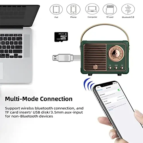 Baolira Retro Bluetooth Karnay, Ko'chma Simsiz Karnay, Kristalli Tiniq Stereo Ovoz bilan, Yotoq xonasi Ofis Oshxonasi uchun Retro Dekor, Ayollar Erkaklar O'smirlar uchun Tug'ilgan kun Sovg'alari (Yashil) - BAOLIRA (1)