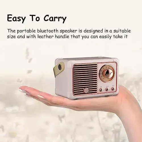 Baolira Retro Bluetooth karnay, Kristall Stereo Ovozli Boy Bassli Portativ Simsiz Karnay, Ayollar o'smirlar uchun eng yaxshi tug'ilgan kun sovg'alari g'oyalari (Pushti) - 5