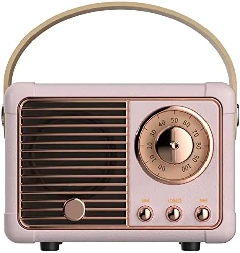 Baolira Retro Bluetooth karnay, Kristall Stereo Ovozli Boy Bassli Portativ Simsiz Karnay, Ayollar o'smirlar uchun eng yaxshi tug'ilgan kun sovg'alari g'oyalari (Pushti) - BAOLIRA