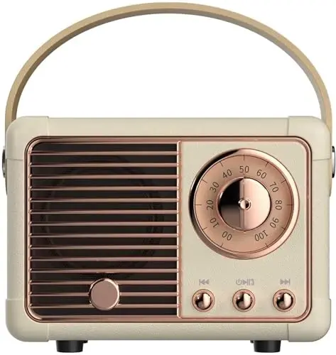 Baolira Retro Bluetooth Karnay, Kristalli tiniq stereo ovoz boy bass, Vintage dekor, Ayollar uchun tug'ilgan kun sovg'alari o'spirinlar (Bej) bilan portativ simsiz karnay - BAOLIRA