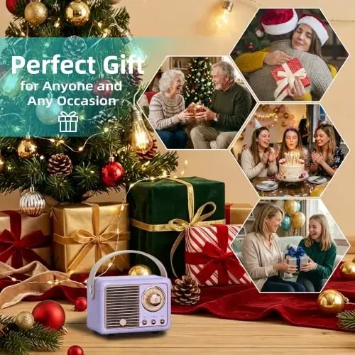 Baolira Retro Bluetooth Speaker, Gifts for Teen Girls Women, Purple Decor | Portable Speaker Bluetooth, Birthday Gifts for Girls Women,Purple Desk Accessories, Vintage Decor for Home, Bedroom, Office - Baolira (1)