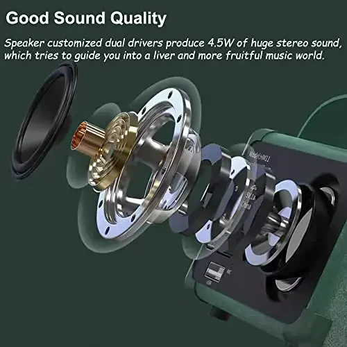 Baolira Retro Bluetooth Speaker, Portable Wireless Speaker with Crystal Clear Stereo Sound, Retro Decor for Bedroom Office Kitchen, Birthday Gifts Ideas for Women Men Teens (Green) - 4