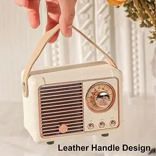 Baolira Retro Bluetooth Speaker, Portable Wireless Speaker with Crystal Clear Stereo Sound Rich Bass, Vintage Decor, Birthday Gifts for Women Teenage (Beige) - 6