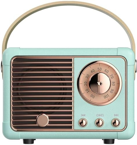 Baolira Vintage Retro Bluetooth Hoparlör Kablosuz Mini Hoparlör, Kristal Berraklığında Stereo Ses Zengin Baslı Mavi Hoparlör, iPhone, Android Cihazlar ve Tablet için Retro Taşınabilir Hoparlör (Mavi) - 1