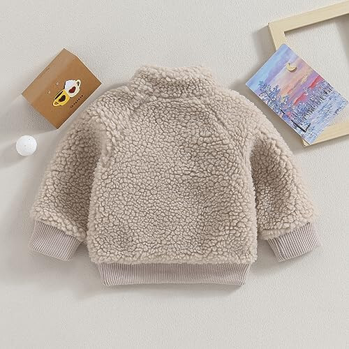 baorji Baby Boy Girl Fleece Jacket Zip Faux Fur Coat Warm Sherpa Lined Jacket Newborn Fall Winter Clothes Toddler Outerwear - 3