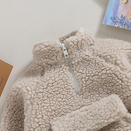 baorji Baby Boy Girl Fleece Jacket Zip Faux Fur Coat Warm Sherpa Lined Jacket Newborn Fall Winter Clothes Toddler Outerwear - 5