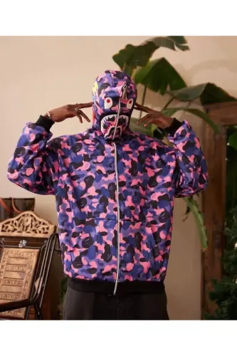 BAPE PUBG tikilgan fermuarli kaputli ko'ylagi - AXXAN (1)