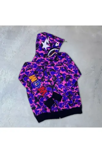 Bape Unisex Hırka-Mor 