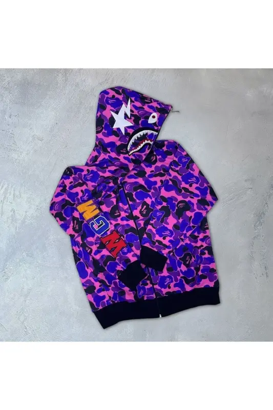 Bape Unisex Hırka-Mor - 1