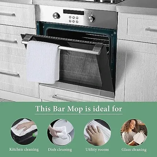 Bar Mop White Ribbed 16x19 Pack of 24, 100% Cotton Absorbent Kitchen Towel Dish Towels and Dishcloths Towels Sets Washcloth Restaurant Cleaning Rags Towel - 4