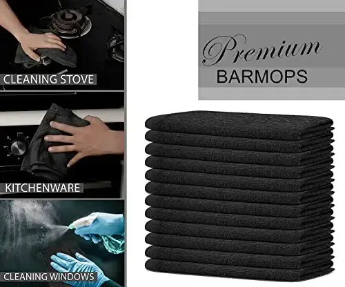 Bar Mop Grey Ribbed 16x19 Pack of 24, 100% Cotton Absorbent Kitchen Towel Dish Towels and Dishcloths Towels Sets Washcloth Restaurant Cleaning Rags Towel - 2