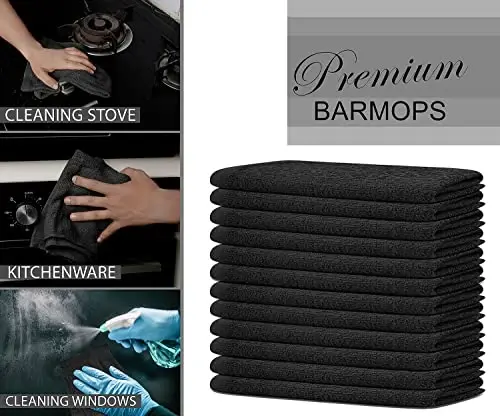 Bar Mop Grey Ribbed 16x19 Pack of 24, 100% Cotton Absorbent Kitchen Towel Dish Towels and Dishcloths Towels Sets Washcloth Restaurant Cleaning Rags Towel - 2