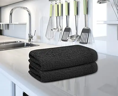 Bar Mop Grey Ribbed 16x19 Pack of 24, 100% Cotton Absorbent Kitchen Towel Dish Towels and Dishcloths Towels Sets Washcloth Restaurant Cleaning Rags Towel - 4