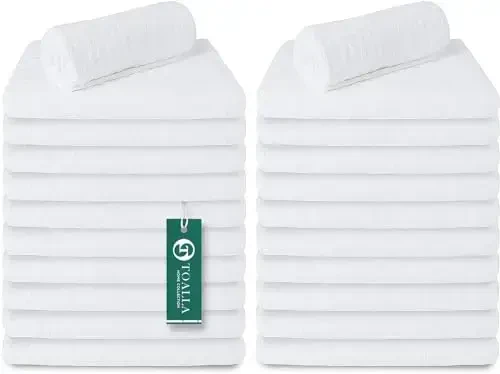 Bar Mop White Ribbed 16x19 Pack of 24, 100% Cotton Absorbent Oshxona Sochig'i Idish Sochiqlari va Idish Yuvish Matolari Sochiqlar To'plami Yuz Sochig'i Restoran Tozalash Latta Sochiq - 1