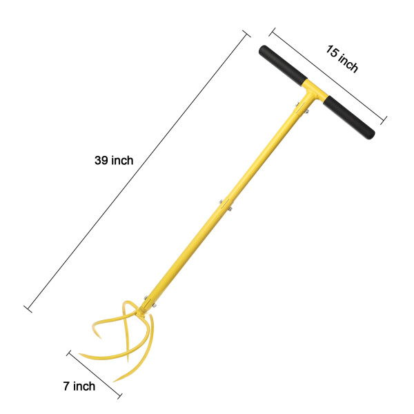 BARAYSTUS Garden hand tiller Cultivator tiller Soil Lossener Lawn，garden bed and plant box cultivator, Garden Tools.-YELLOW - BARAYSTUS (1)