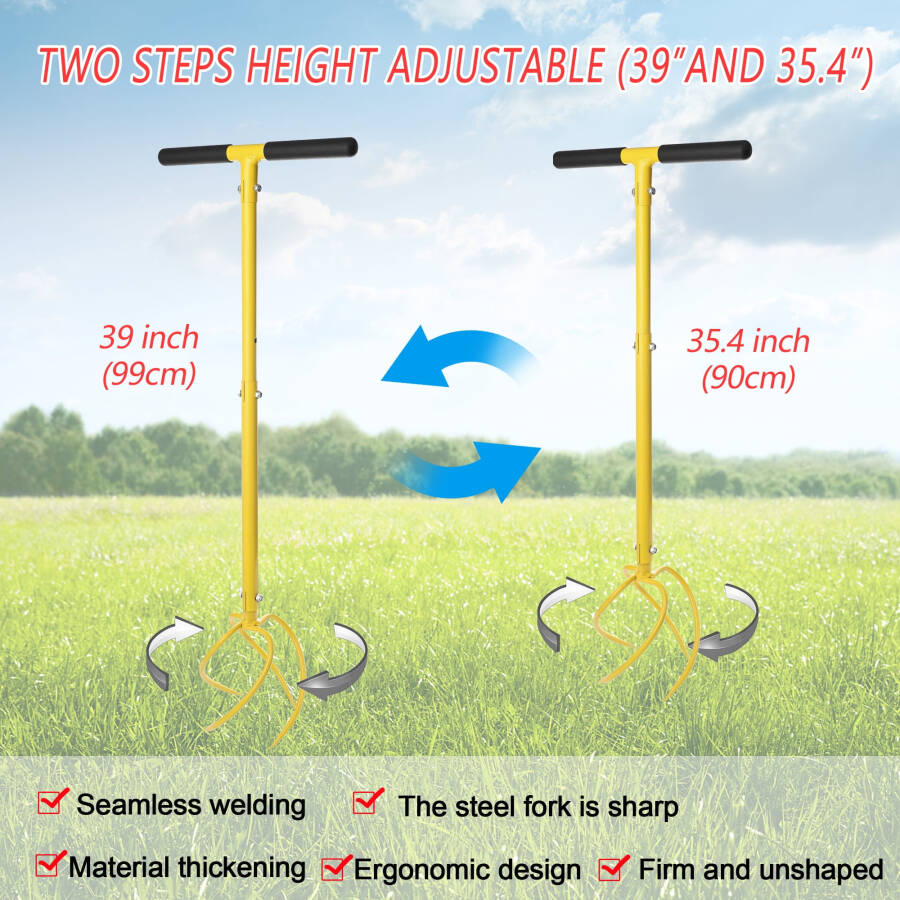 BARAYSTUS Garden hand tiller Cultivator tiller Soil Lossener Lawn, garden bed and plant box cultivator, Garden Tools. - 4