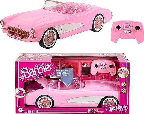 Barbie Filmidan Hot Wheels Barbie RC Corvette, To'liq Funksiyali Masofadan boshqariladigan O'yinchoq Avtomobil 2 ta Barbie Qo'g'irchoqni Sig'dira oladi - 7