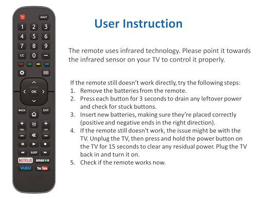 Barcha Hisense TV uchun Universal masofadan boshqarish pulti - Barcha Hisense 4K LED HD UHD Smart TV bilan mos keladi - O'rnatish talab qilinmaydi - 7