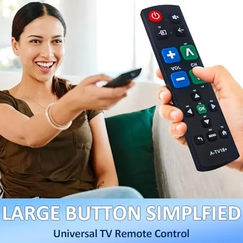 Barcha turdagi televizorlar uchun katta tugmali universal pult, barcha Samsung/LG/VIZIO/Sony/Hisense/Philips/Panasonic televizorlari va boshqalar uchun - 4
