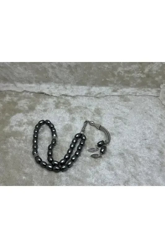 Barley Cut Cocoon Hematite Natural Stone Rosary 02341-black - 2