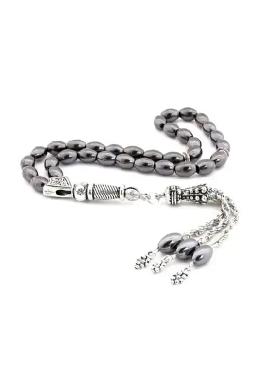 Barley Cut Cocoon Hematite Natural Stone Rosary 02341-black - 5