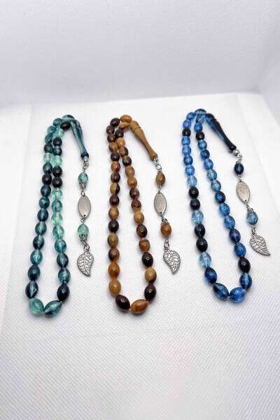 Barley patterned rosary in green, blue, brown, fire, amber hues - THE COLLECTION