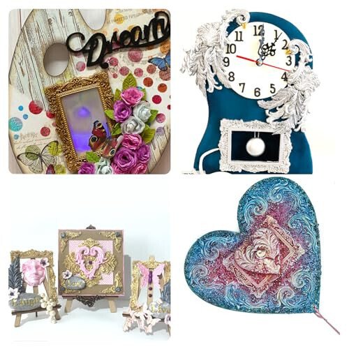 Baroque Photo Frame Fondant Silicone Molds, 3D Picture Mirror Frame Cake Decoration Molds for Chocolate Candy Sugar Craft Gum Paste Cookies Resin Clay Set of 2 - 6