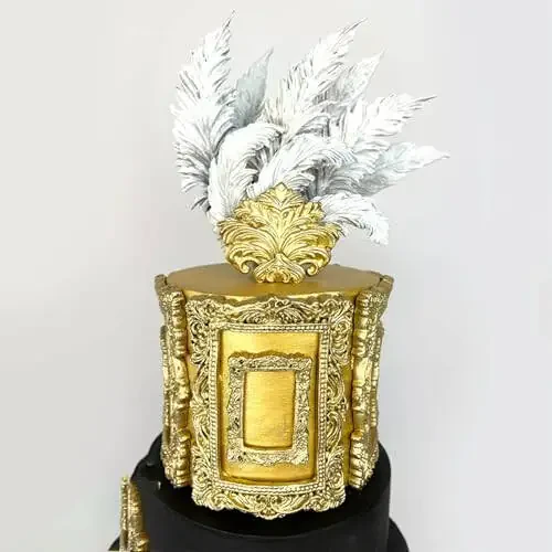 Barokko Fotosurat Ramkasi Fondan Koʻpchiliklar, 3D Rasm Ramkasi Shokolad Silikon Koʻpchiliklar, Koʻzgu Ramkasi Tort Dekoratsiya Koʻpchiliklar Shirinlik Shakar Hunarmandchilik Saqiz Xamir Cookie Resin Loy Seti 2 ta - 4