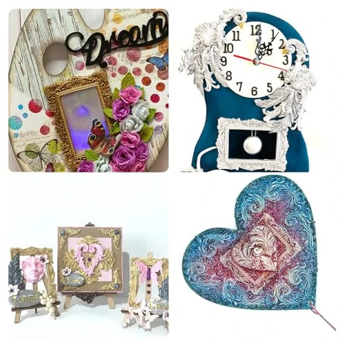 Barokko Fotosurat Ramkasi Fondan Koʻpchiliklar, 3D Rasm Ramkasi Shokolad Silikon Koʻpchiliklar, Koʻzgu Ramkasi Tort Dekoratsiya Koʻpchiliklar Shirinlik Shakar Hunarmandchilik Saqiz Xamir Cookie Resin Loy Seti 2 ta - 6