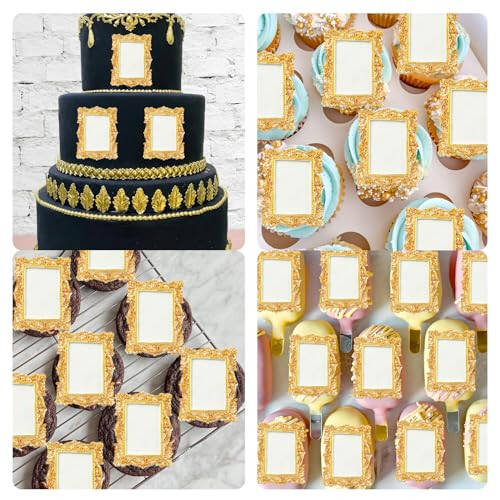 Baroque Photo Frame Fondant Molds, 3D Picture Frame Chocolate Silicone Molds, Mirror Frame Cake Decoration Molds for Candy Sugar Craft Gum Paste Cookies Resin Clay Set of 2 - 5