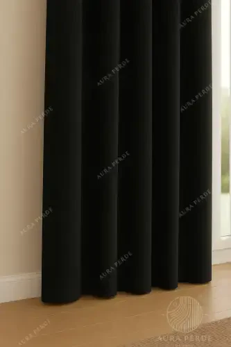 Бархатистая текстура, экстрафор, плиссированная черная высококачественная портьера Aura, регулируемая плиссированная портьера - черная - 4