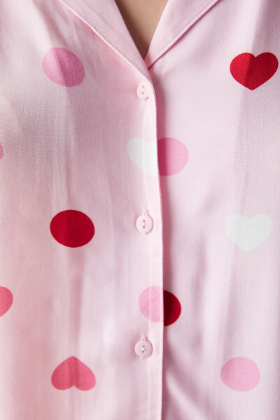 Base Cute Hearts Pink Shirt Shorts Pajama Set - 16