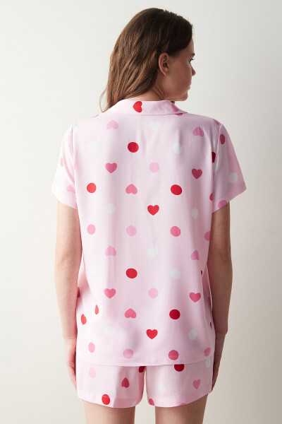 Base Cute Hearts Pink Shirt Shorts Pajama Set - 11