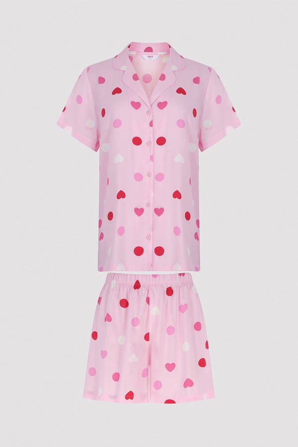 Base Cute Hearts Pink Shirt Shorts Pajama Set - 6