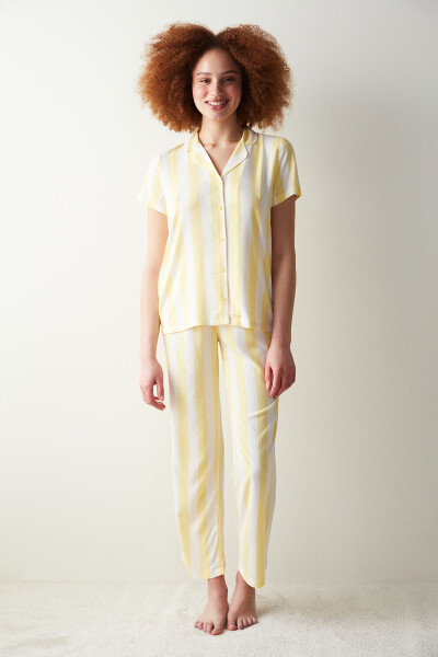 Base Spring Yellow Shirt and Pants Pajama Set - PENTI