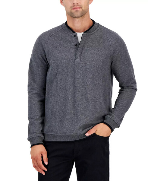 Baseball-Collar Long Sleeve Quarter-Snap Pullover - Charcoal Heather - 8