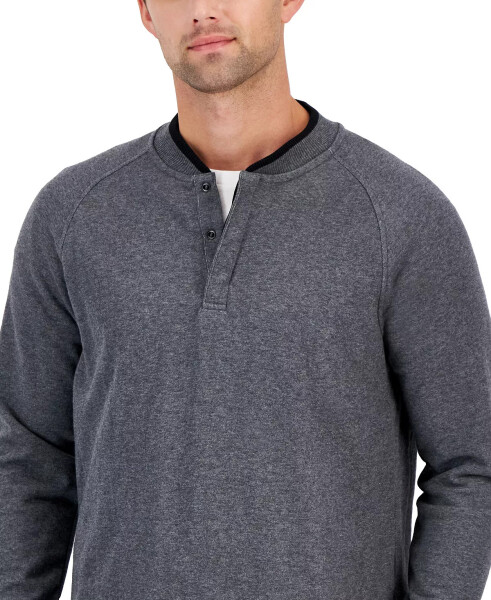 Baseball-Collar Long Sleeve Quarter-Snap Pullover - Charcoal Heather - 7