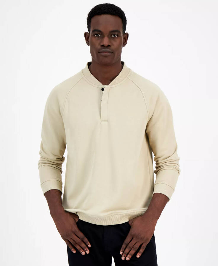 Baseball-Collar Long Sleeve Quarter-Snap Pullover Twill - 1